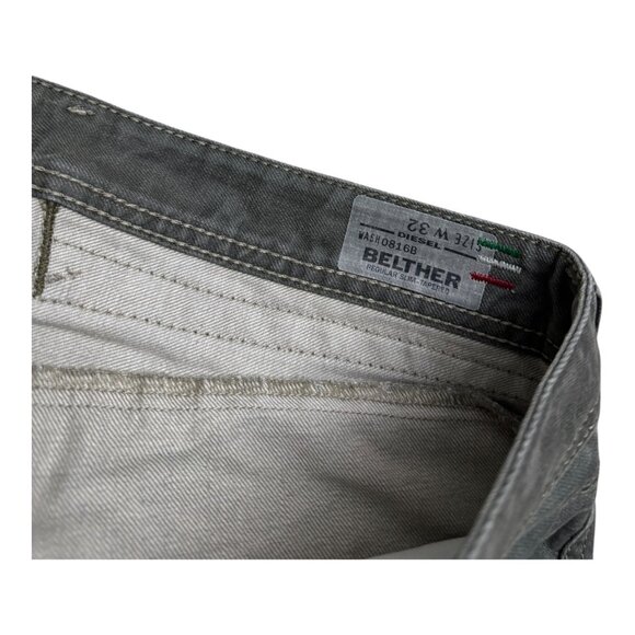 DIESEL BELTHER Green Made in Italy Designer Slim Straight Denim Pant Jeans 32x32 - Picture 4 of 9